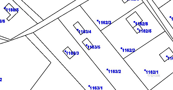 Parcela st. 1163/5 v KÚ Olomučany, Katastrální mapa