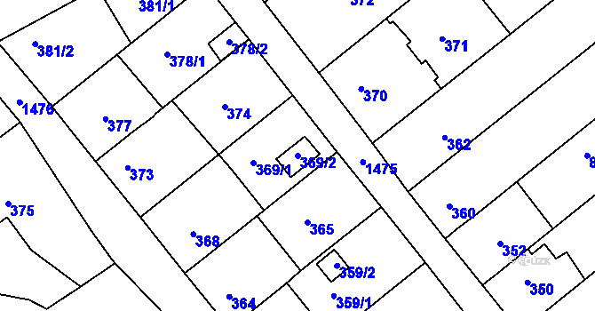 Parcela st. 369/2 v KÚ Olomučany, Katastrální mapa
