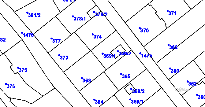 Parcela st. 369/1 v KÚ Olomučany, Katastrální mapa