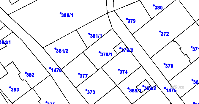 Parcela st. 378/1 v KÚ Olomučany, Katastrální mapa
