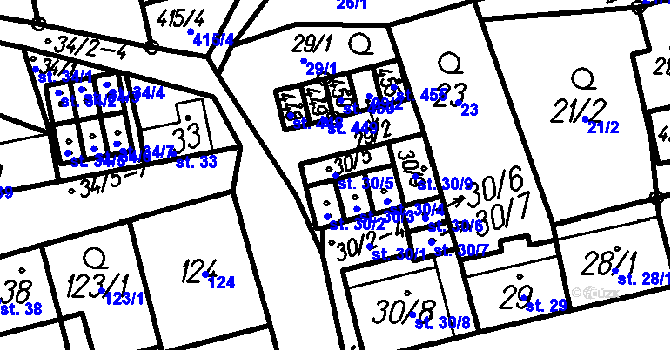 Parcela st. 30/5 v KÚ Oloví, Katastrální mapa