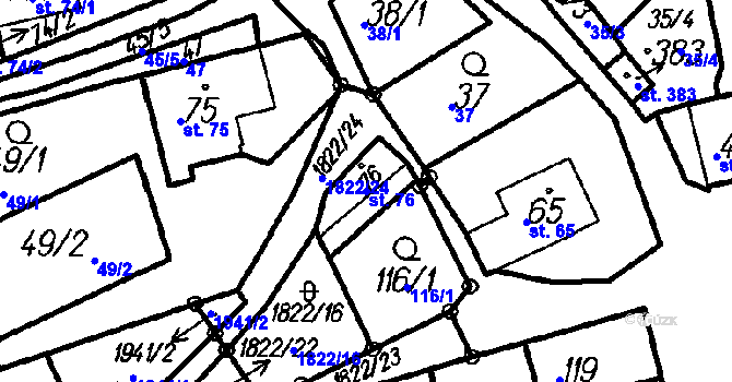 Parcela st. 76 v KÚ Oloví, Katastrální mapa