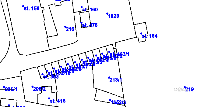 Parcela st. 163/2 v KÚ Oloví, Katastrální mapa