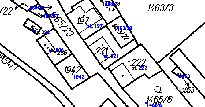 Parcela st. 221 v KÚ Oloví, Katastrální mapa