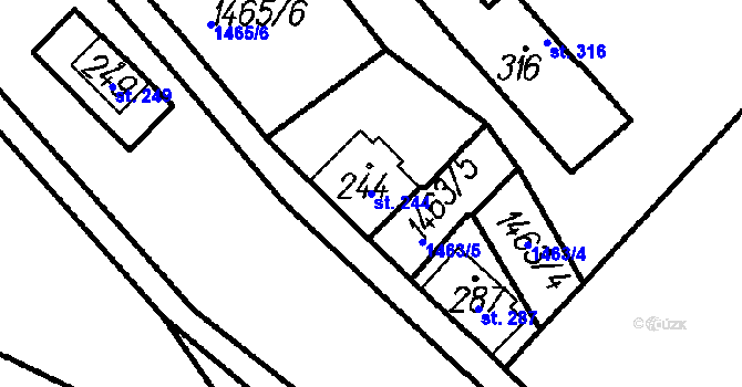 Parcela st. 244 v KÚ Oloví, Katastrální mapa