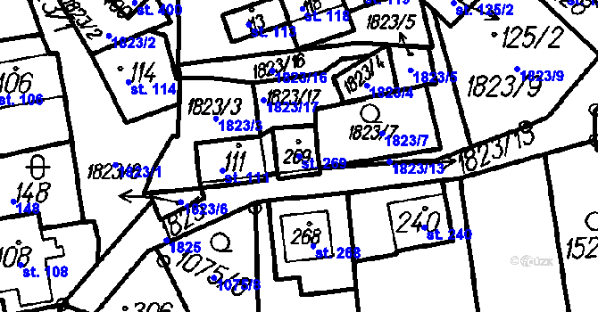 Parcela st. 269 v KÚ Oloví, Katastrální mapa