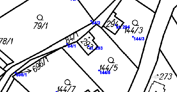 Parcela st. 293 v KÚ Oloví, Katastrální mapa