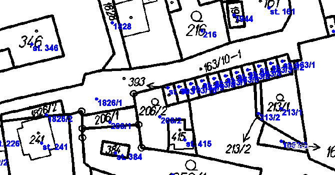 Parcela st. 393 v KÚ Oloví, Katastrální mapa