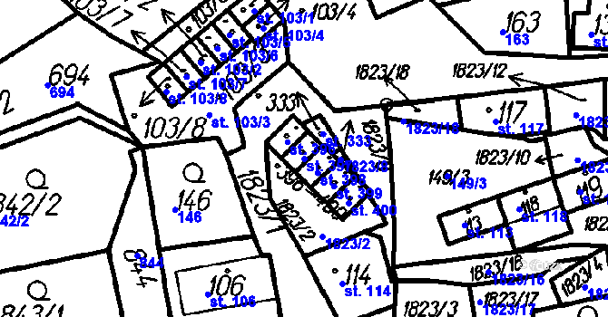 Parcela st. 397 v KÚ Oloví, Katastrální mapa