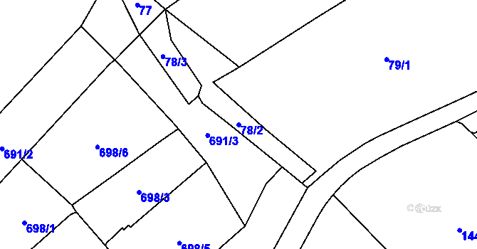 Parcela st. 78/2 v KÚ Oloví, Katastrální mapa