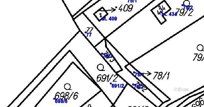 Parcela st. 78/3 v KÚ Oloví, Katastrální mapa