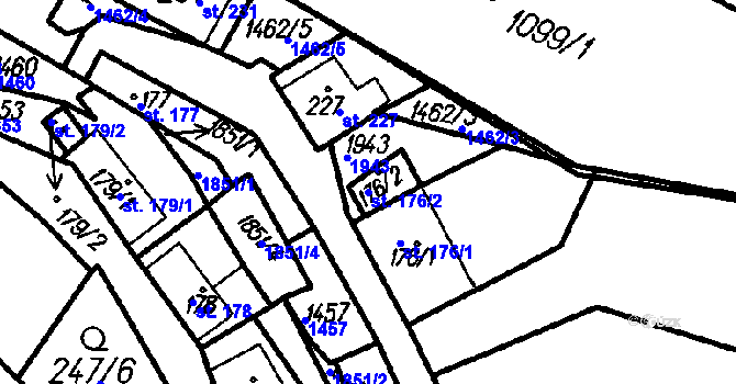 Parcela st. 176/2 v KÚ Oloví, Katastrální mapa