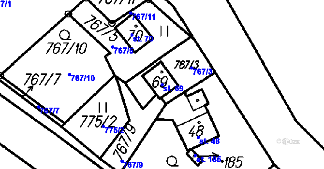 Parcela st. 69 v KÚ Hory u Oloví, Katastrální mapa