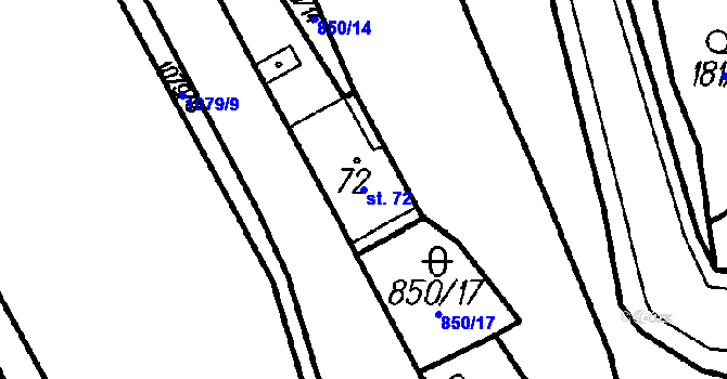 Parcela st. 72 v KÚ Hory u Oloví, Katastrální mapa