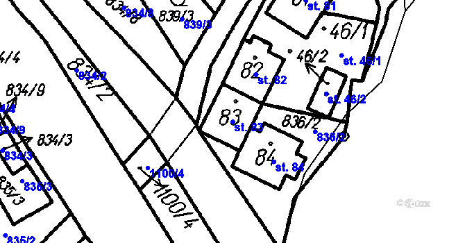 Parcela st. 83 v KÚ Hory u Oloví, Katastrální mapa