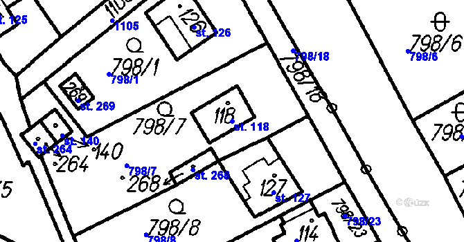 Parcela st. 118 v KÚ Hory u Oloví, Katastrální mapa