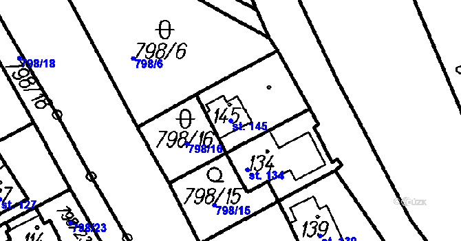 Parcela st. 145 v KÚ Hory u Oloví, Katastrální mapa
