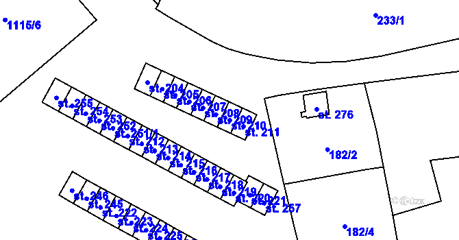 Parcela st. 210 v KÚ Hory u Oloví, Katastrální mapa
