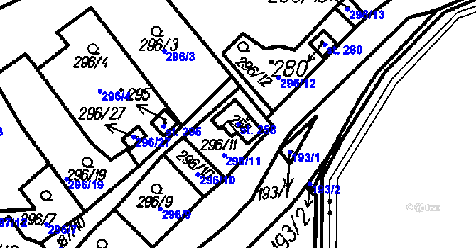 Parcela st. 258 v KÚ Hory u Oloví, Katastrální mapa