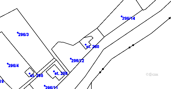 Parcela st. 280 v KÚ Hory u Oloví, Katastrální mapa