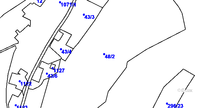 Parcela st. 48/2 v KÚ Hory u Oloví, Katastrální mapa