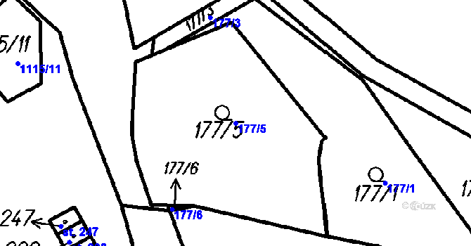 Parcela st. 177/5 v KÚ Hory u Oloví, Katastrální mapa