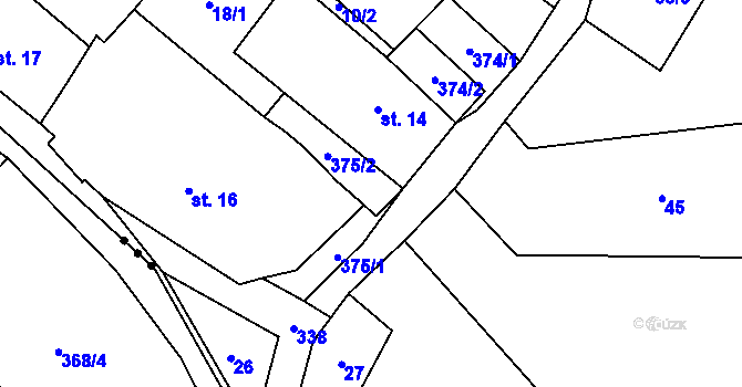 Parcela st. 375 v KÚ Nové Domy, Katastrální mapa