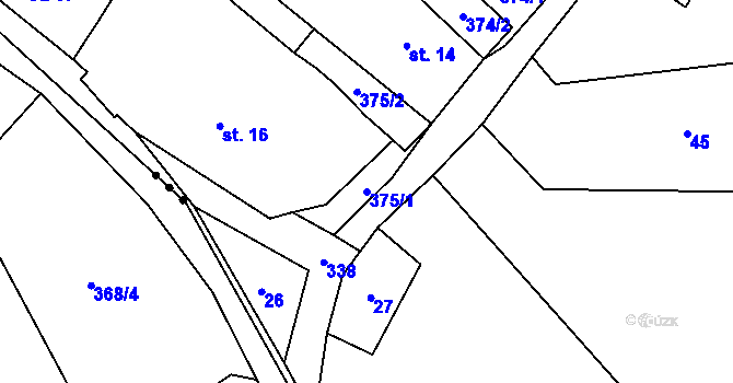 Parcela st. 375/1 v KÚ Nové Domy, Katastrální mapa