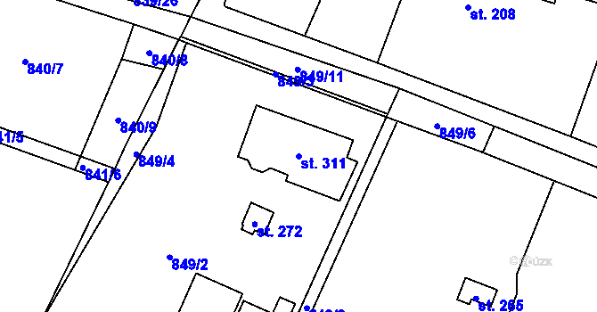 Parcela st. 311 v KÚ Olovnice, Katastrální mapa