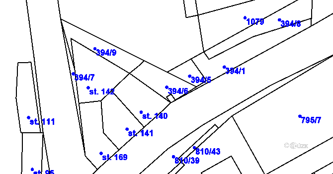 Parcela st. 394/6 v KÚ Olovnice, Katastrální mapa