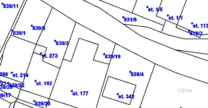 Parcela st. 839/19 v KÚ Olovnice, Katastrální mapa