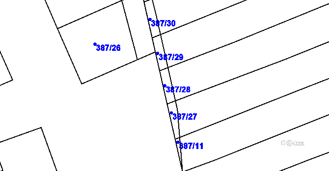 Parcela st. 387/28 v KÚ Olovnice, Katastrální mapa