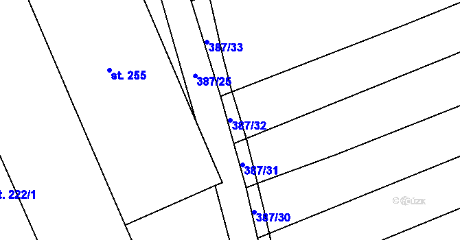 Parcela st. 387/32 v KÚ Olovnice, Katastrální mapa