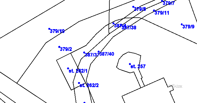 Parcela st. 387/40 v KÚ Olovnice, Katastrální mapa