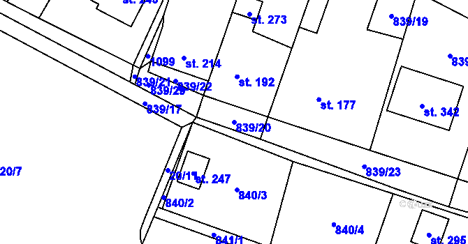 Parcela st. 839/20 v KÚ Olovnice, Katastrální mapa