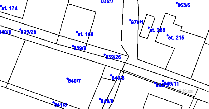 Parcela st. 839/26 v KÚ Olovnice, Katastrální mapa