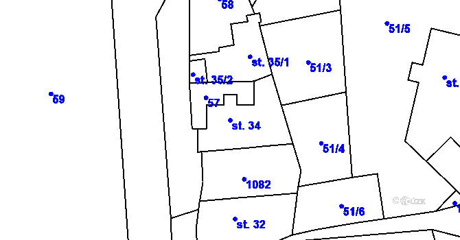 Parcela st. 34 v KÚ Olovnice, Katastrální mapa