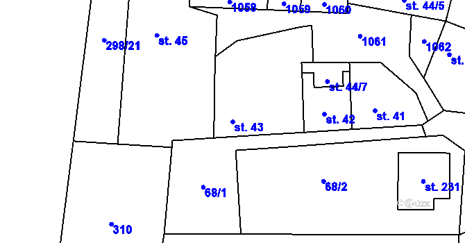 Parcela st. 43 v KÚ Olovnice, Katastrální mapa