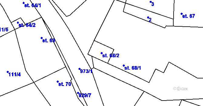 Parcela st. 68/2 v KÚ Olovnice, Katastrální mapa