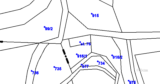 Parcela st. 76 v KÚ Olovnice, Katastrální mapa