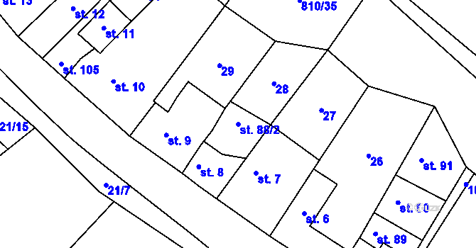 Parcela st. 88/2 v KÚ Olovnice, Katastrální mapa