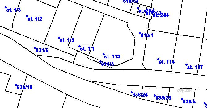 Parcela st. 113 v KÚ Olovnice, Katastrální mapa