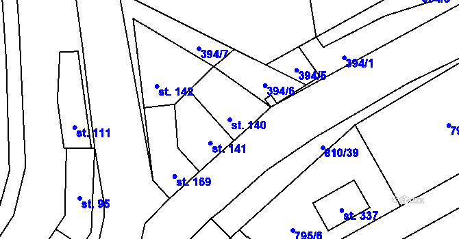 Parcela st. 140 v KÚ Olovnice, Katastrální mapa