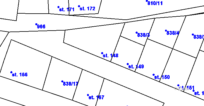 Parcela st. 148 v KÚ Olovnice, Katastrální mapa