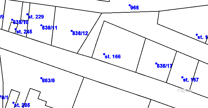 Parcela st. 166 v KÚ Olovnice, Katastrální mapa