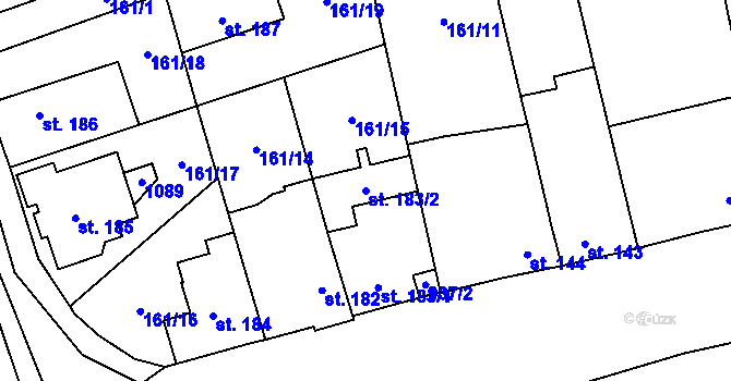 Parcela st. 183/2 v KÚ Olovnice, Katastrální mapa