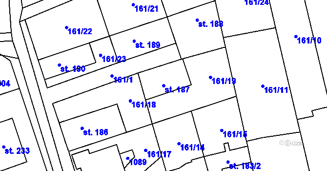 Parcela st. 187 v KÚ Olovnice, Katastrální mapa