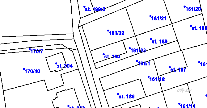 Parcela st. 190 v KÚ Olovnice, Katastrální mapa