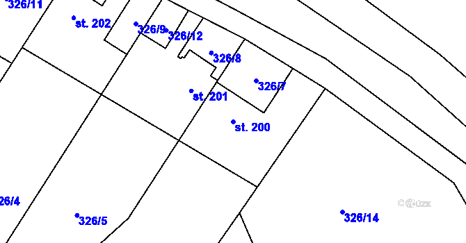 Parcela st. 200 v KÚ Olovnice, Katastrální mapa