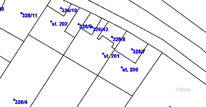 Parcela st. 201 v KÚ Olovnice, Katastrální mapa